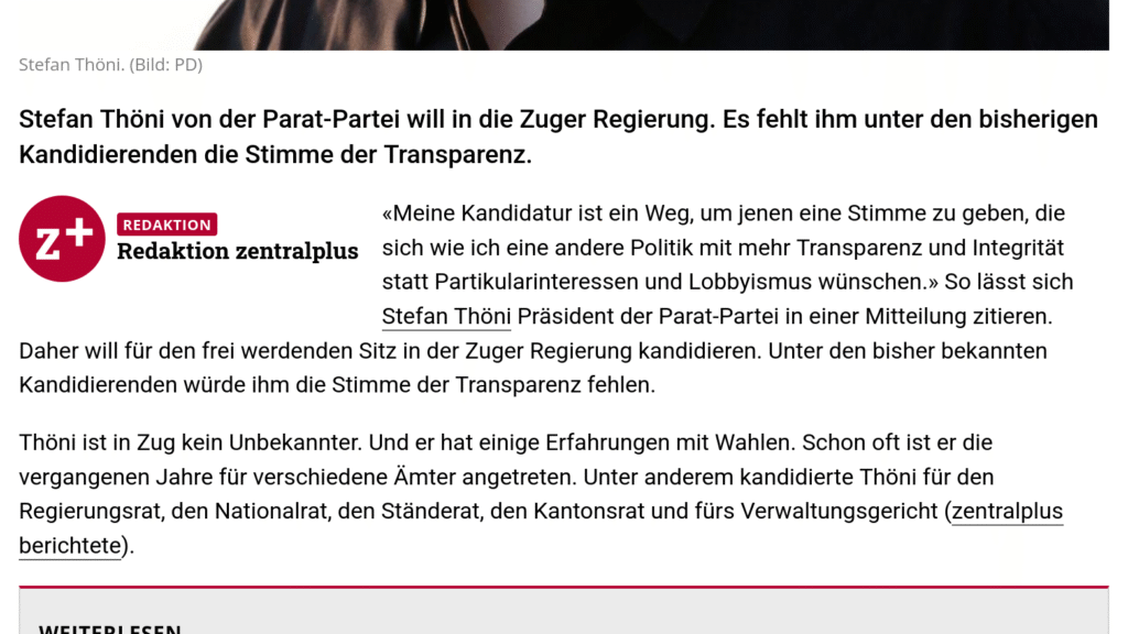 Screenshot des Artikels