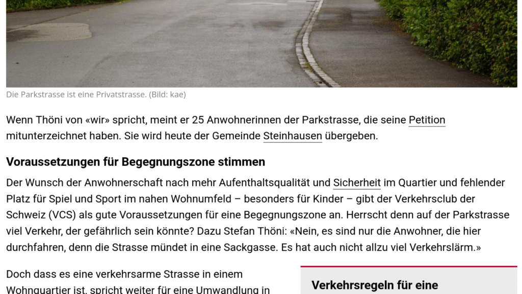 Screenshot des Artikels
